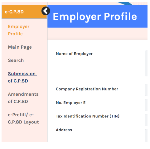 Selecting e-Data Praisi/e-CP8D from EzHasil Services menu